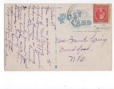 United States used 634 on post card Concord & Claremont RPO cancel to Bradford - Image 1 of 2