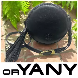 NEW orYANY Kaye Black Leather Round Canteen Crossbody Bag Circle Purse NWT - Picture 1 of 11