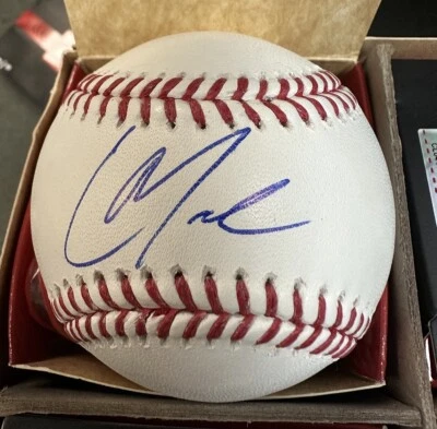 Christian Moore Autographed Baseball OMLB LA Angels - Image 1 of 2