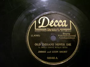JIMMIE AND LEON SHORT NO FORGIVENESS & OLD INDIANS NEVER DIE 78 RECORD 46046 - Picture 1 of 5