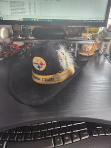 🔥🚨Vintage 70s 80s AJD Western Suede Pittsburgh Steelers Suede Cowboy Hat Rare! - Picture 1 of 8