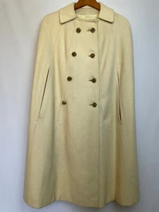 Abrigo con capa vintage años 60 Halldon Ltd para mujer 100 % lana pura marfil talla L elegante - Imagen 1 de 16