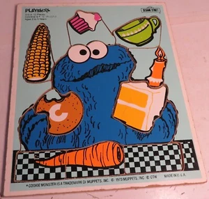 Playskool Wooden Puzzle Vintage Sesame Street Cookie Monster 1973 10 Pc 315-4 #5 - Picture 1 of 10