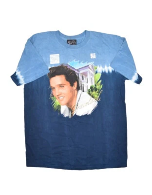 Camiseta De Colección Elvis Presley Para Hombre L Graceland Tie Dye Azul Kun Manga Corta Foto 1 de 4