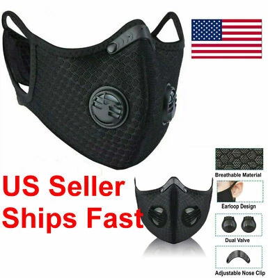 Reusable  Activated Carbon Cycling Half Face Mask with PM 2.5 Filter valves - Image 1 of 4