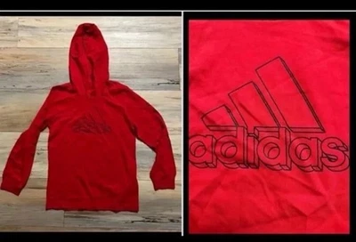 *NWT* Adidas Little Boys Size 7- Red & Black Hooded Long Sleeve T-Shirt - Image 1 of 4