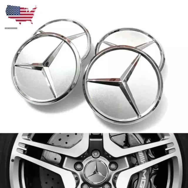 4 x 75MM Wheel Hub Caps Center Emblem Logo For Mercedes Benz C E S GLK SL CLS A - Изображение 1 из 4