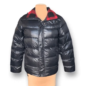 Nike Sportswear schwarze gefütterte Daunenjacke rot Büffel kariert Futter klein Winter - Bild 1 von 11