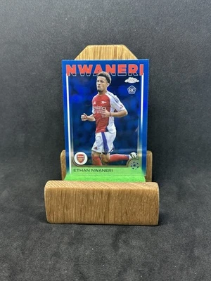 2025 Topps Chrome Ethan Nwaneri Blue Foil Rookie Card Numbered /150 Arsenal  - Image 1 of 3