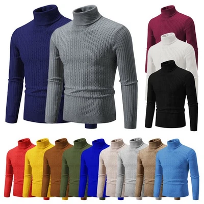 Herren Rollkragen Pullover Winter Warm Sweater Langarm Strickhemd S-3XL - Bild 1 von 4