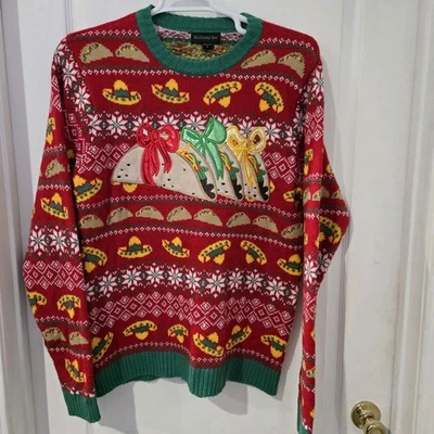 Suéter Blizzard Bay Unisex Grande Feo Navidad Taco Rojo Pecho 44 Largo 28 Foto 1 de 4