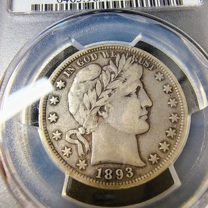 Medio dólar de plata barbero 1893 - Filadelfia - Detalles en estado bastante bueno - Surv. Pop. - 4.000 - Imagen 1 de 18