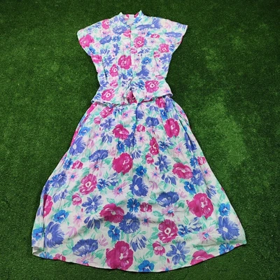 Vestido vintage H&M de dos piezas para mujer pequeño floral multicolor... - Imagen 1 de 4