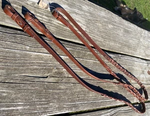 Riendas inglesas de cuero Oakbark con empuñadura atada 5/8" X 54" - Imagen 1 de 2