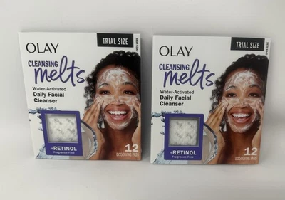  2 Olay Limpiador Derretido + Limpiador Facial Retinol, 12ct, Jabón Facial Activado por Agua Foto 1 de 2