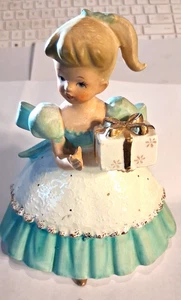 Vintage Napcoware Planter Girl with Present Figurine NICE - Picture 1 of 7