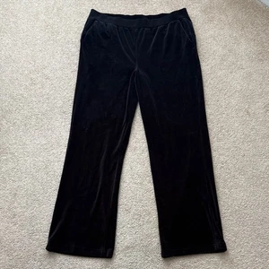 NWT Lauren Ralph Lauren High Rise Pull On Waistband Black Velour Pants Size 1X - Picture 1 of 8