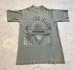 Camiseta De Colección Washington Island Wisconsin Brújula Velero Mediana Hecha en EE. UU. - Imagen 1 de 4