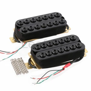7 String Bridge & Neck Guitar Pickup Set Double Coil Humbucker Black - Picture 1 of 5