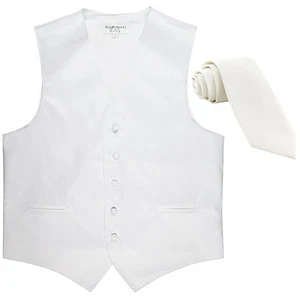 New Men's Formal Tuxedo Vest Waistcoat_2.5" skinny Necktie solid white wedding - Picture 1 of 4