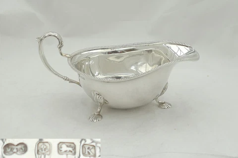 RARE GEORGE V HM STERLING SILVER SAUCE BOAT 1934 Cover