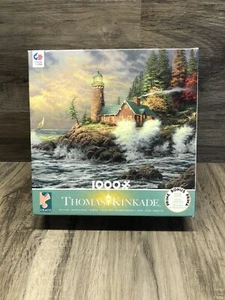 Thomas Kinkade 1000 Piece Puzzle Lighthouse 27” X 20” Free Poster Included - Picture 1 of 4