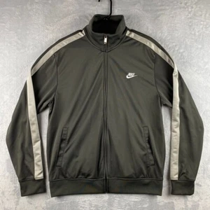 Vintage Nike Track Jacket Mens Large Gray Mesh Y2K Silver Tag Logo Spell Out - Picture 1 of 12