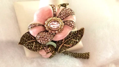 HEIDI DAUS "Budding Romance" Crystal Floral (Antique Pink) Pin (Orig.$129.95) - Image 1 of 4