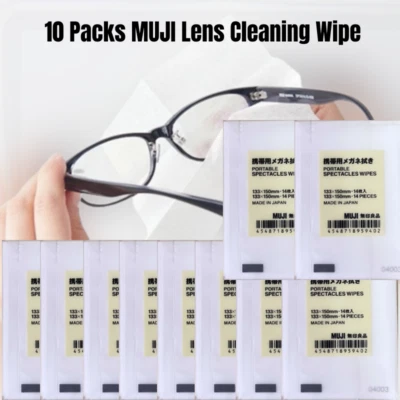 10 Packs MUJI Lens Cleaning Wipe for Spectacles Laptop PC Smartphone Screens - Image 1 of 4