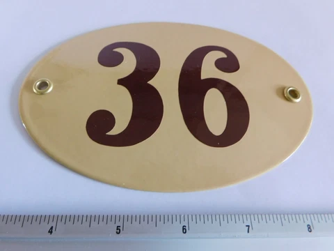Old Vintage Art Nouveau Enamel Porcelain House Door Number Street Sign Plaque 36 Cover