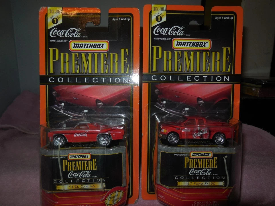 2 1998 matchbox premiere coca-cola cars 97 ford f-150 and 70 el camino - Image 1 of 1