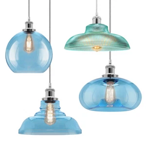 Vintage Glass Globe Ceiling Hanging Pendant Light Shade Coloured Style Lighting - Picture 1 of 46