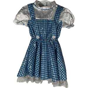 Dorothy Wizard Oz Dress Child Size Small White Blue Sequins Rubie's Costumes - Picture 1 of 6