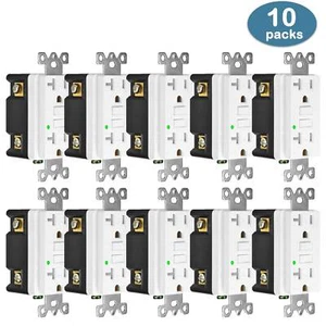 20A AMP GFCI GFI Safety Outlet Receptacle w/ Wall Plate - ETL Listed TR WR 10PCS - Picture 1 of 12