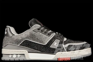 LOUIS VUITTON LV TRAINER SNEAKER BLACK GREY CRYSTAL VIRGIL ABLOH - Picture 1 of 12