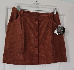 Jolie & Joy rust corduroy ,button down front, mini skirt Von Maur size M NWT - Picture 1 of 6