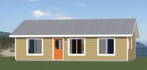 36x24 House -- 3 Bedroom 2 Bath -- 864 sq ft -- PDF Floor Plan -- Model 5 - Picture 1 of 5