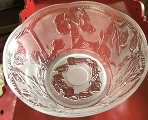 VTG KIG Heavy Scalloped, Frosted, Clear Glass Floral Serving Bowl 10” - Picture 1 of 5