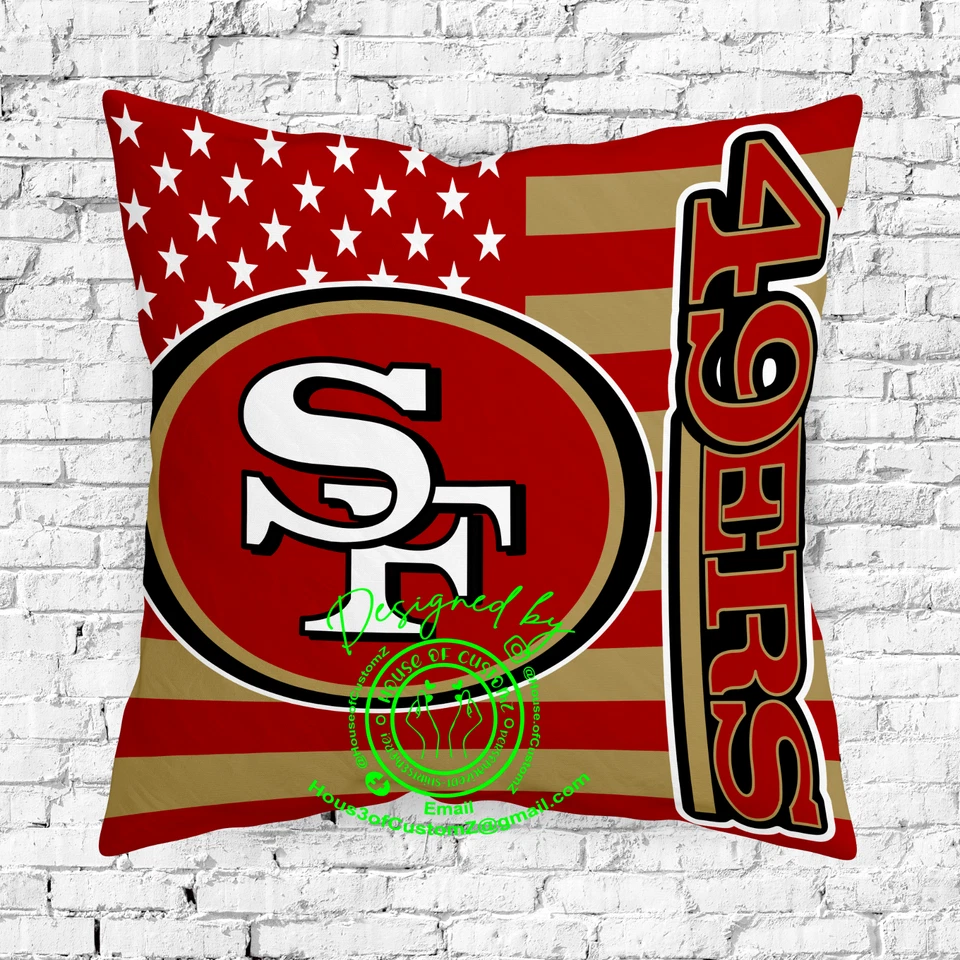 Funda de almohada satinada American Flag 49ers 16" por 16" Foto 1 de 1