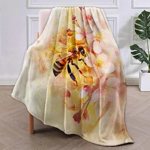 Bee Blanket Gifts for Women Girls Soft Warm Lightweight Cozy Cherry Flowers T... - Picture 1 of 7