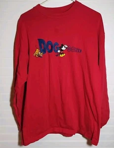VTG Mickey & Pluto Long Sleeve T-shirt The Disney Store 90s Adult Xlg "Dog Gone" - Picture 1 of 7