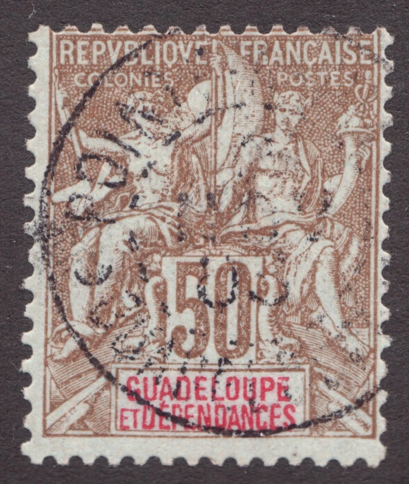 1900 French Guadeloupe Sc# 42 - 50c Navigation & Commerce - Used Cv$42.50 - Image 1 of 1
