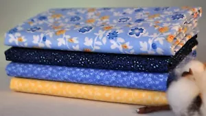 Paquete de 4 cuartos de grasa Calico crisantemos, 100% algodón, 1 yarda total - Imagen 1 de 1