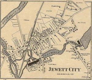 Jewett City Newent Lisbon Quinebaug River CT 1868 Map  Homeowners Names Shown - Picture 1 of 2