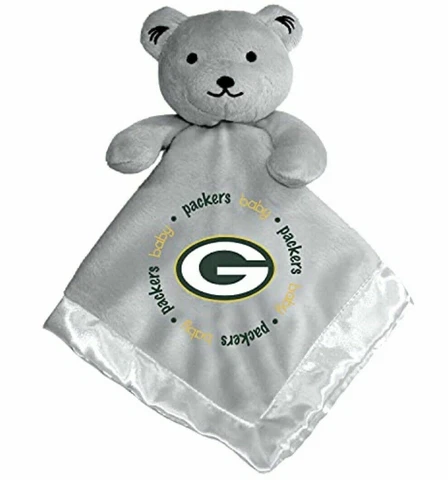Green Bay Packers Baby Fanatic Security Gray Bear Blanket, NFL Hologram 14 X 14 Cover