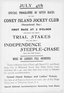 1894 JULY 4 CONEY ISLAND JOCKEY CLUB STEEPLE-CHASE 11x15 PÓSTER PUBLICITARIO BROADSIDE - Imagen 1 de 1