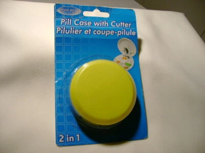 Assured Tablet Pill Vitamin Cutter Splitter Storage Case Cuts All Sizes Yellow - Image 1 of 4
