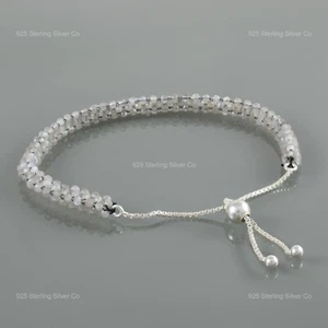 Bracciale madre argento sterling giugno tondo pietra di luna grigia perline fatto a mano - Foto 1 di 6
