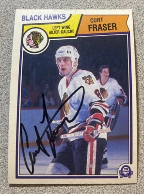 1983-84 O-Pee-Chee Curt Fraser Auto #102 OPC Autograph Chicago Blackhawks 🏒🔥 - Image 1 of 2