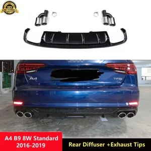 Punta de escape difusor trasero A4 para Audi A4 B9 berlina sin línea 2016-19 negro brillante - Imagen 1 de 11
